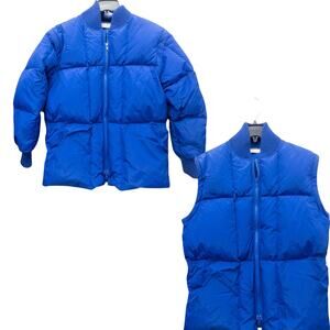 Brooks Brothers Convertible Winter Down Puffer Coat Vest Men's Size Medium Blue